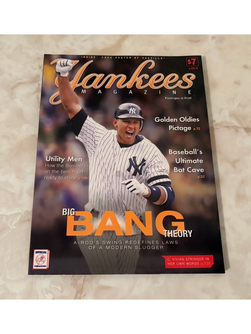 Vintage New York Yankees Magazine Alex Rodriguez August 2007 w/ Matsui Poster